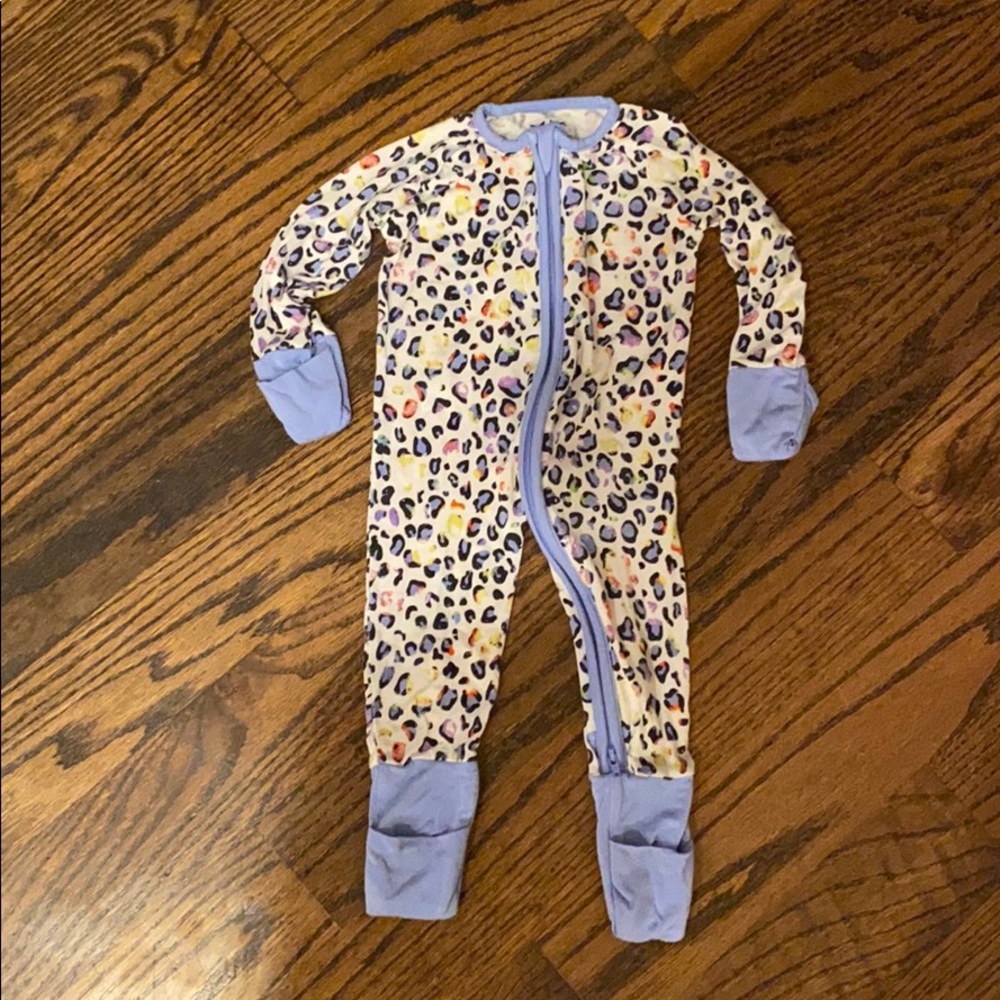 Little Sleepies multicolor leopard footie